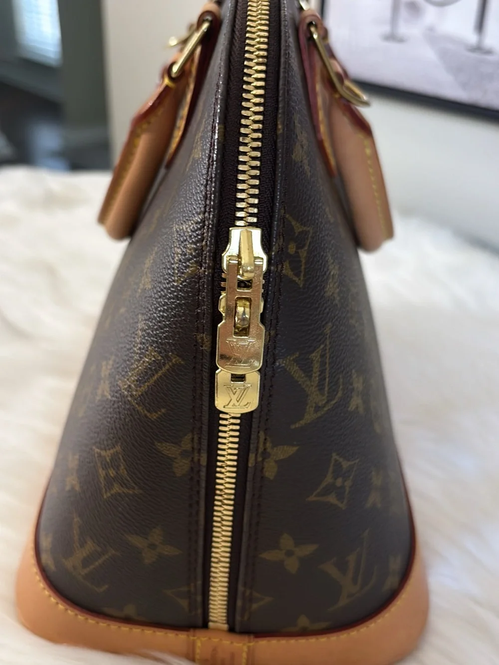 Louis Vuitton Monogram Alma Satchel in Brown and Tan